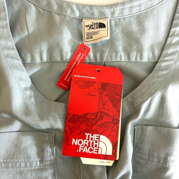 NWT North Face Blue Tie Waist Sleeveless 100% Organic Cotton Mini Dress Size M - Picture 13 of 14